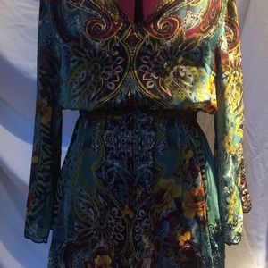 Mushka by Sienna Rose sheer multicolor top L